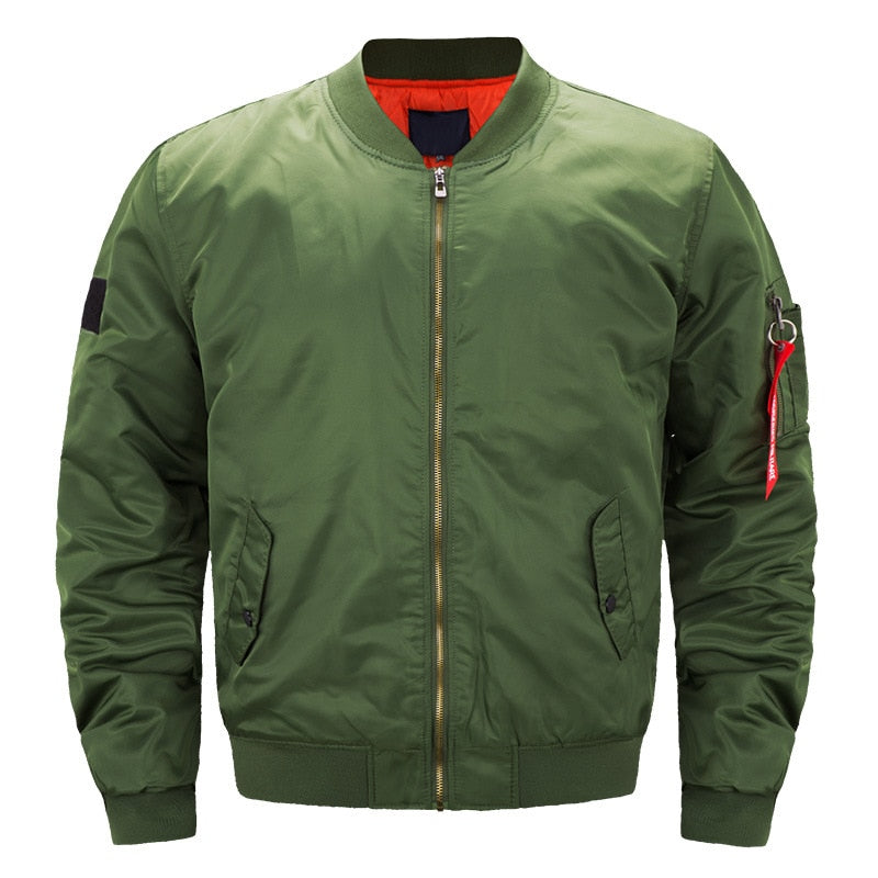 Nueva chaqueta de bombardero de piloto Air para hombre, chaquetas de bombardero militar para hombre, chaqueta de piloto informal con cremallera sólida, chaqueta verde nueva ajustada para hombre