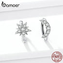bamoer Silver 925 Jewelry Star and Moon Hoop Earrings for Women Sterling Silver 925 Anti-allergy Fine Jewelry Gifts BSE289