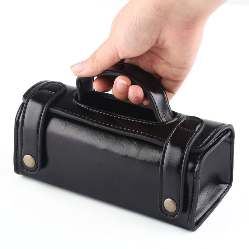 Neceser de viaje de cuero PU para hombre, neceser de lavado para afeitar, bolsa organizadora negra/marrón oscuro para proteger la afeitadora, contenedor de regalo