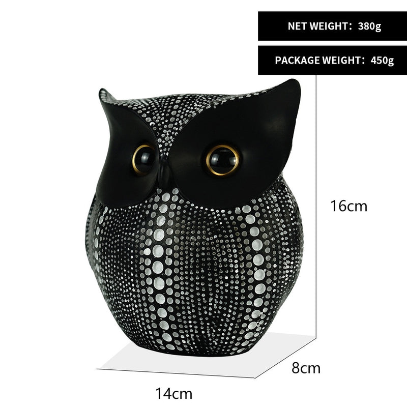 NORTHEUINS Golden Owl Figurines for Interior Resin Animal Statues Sculpture Home Living Room Decoration Gifts for the New Year