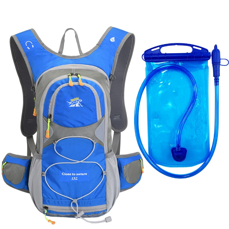 15L Deportes al aire libre Ciclismo Camping Mochila Senderismo Correr Bicicleta Equitación Hidratación Bolsa de agua Paquete Vejiga Mochila con casco Net