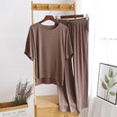 Summer Modal Cotton Pajamas For Women O-Neck Loose Sleepwear Set Two Piece Short Sleeve Lounge Wear Female Solid Homewear Suit