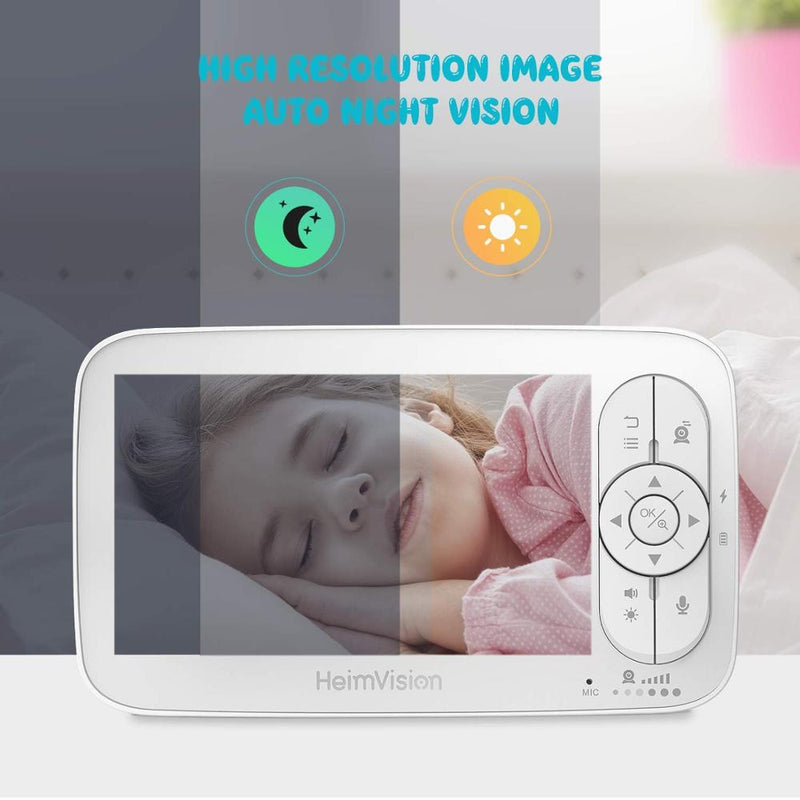 HeimVision HM136 Baby Schlafmonitor mit Kamera 720P Video 5 Zoll LCD Bildschirm Nanny Security Nachtsicht Temperaturkamera