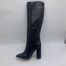 2022 Winter Faux Leather Women Knee High Boots Pointed Toe Long Chunky Block Heels Shoes Size 41 42 43