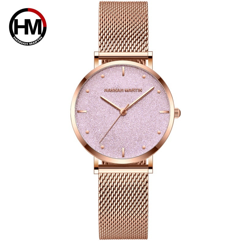 Frauen Uhren New Flash Stars Edelstahl Rose Gold Mesh Einzigartige Einfache Casual Quarz Wasserdichte Armbanduhren Uhr Heißer Verkauf