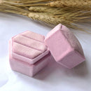 Hexagonal Velvet Ring Box Customized Single / Double Slot Hochzeit Verlobungsring Box Velvet Ring Aufbewahrungsbox Elegant Retro