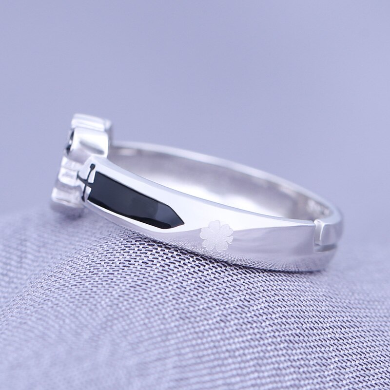 Japanese Anime Black Clover Asta Cosplay S925 Silver Ring Fashion Adjustable Men Women Finger Rings Jewelry Birthday Xmas Gift