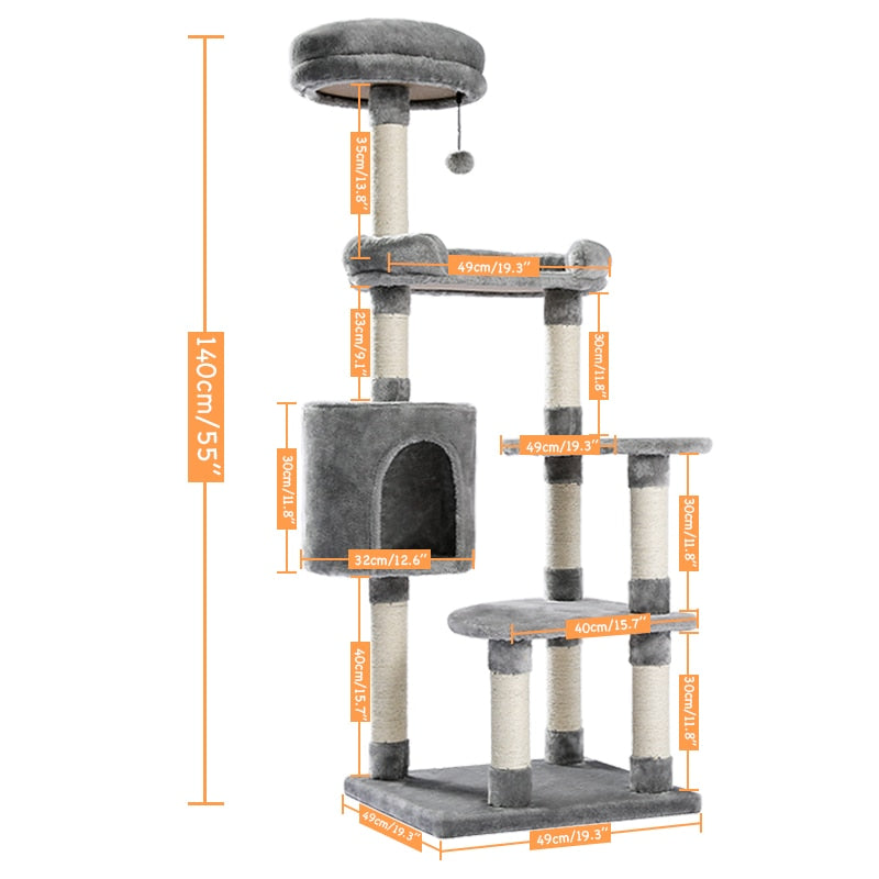 Kratzbaum aus Holz für Katzen, mehrstöckiger, großer Spielturm, Sisal-Kratzbaum, Kätzchenmöbel, Aktivitätszentrum, Eigentumswohnung, Spielhaus, Dang-Spielzeug