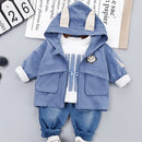 3 Pieces Baby Boy Clothes Set Infant Kids Zipper Jacket + T Shirt + Jeans Child Costume Children Clothing