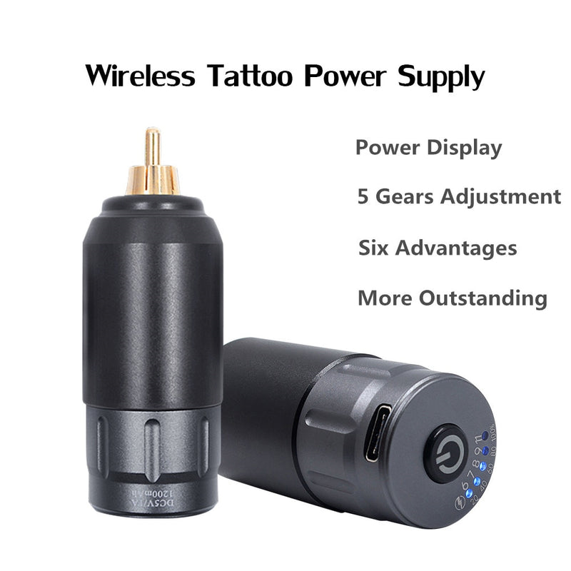 New Wireless Tattoo Power Supply Powerful LED Lithium Battery RCA Cord For Rotary Tattoo Pen Permanent Makeup Machine Supply