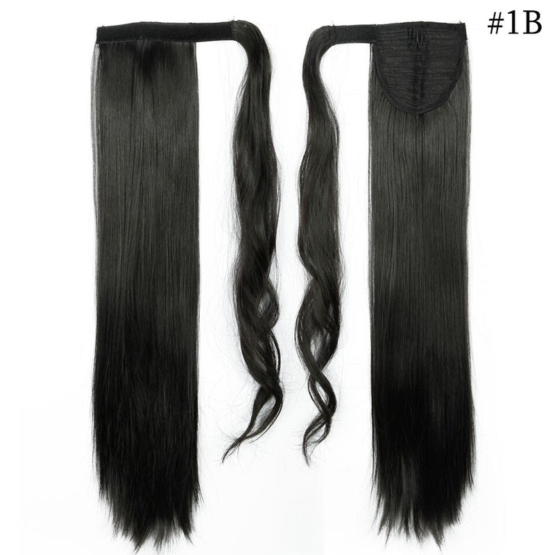 S-noilite Synthetic Women Drawstring Long Straight Hair Extensions Piece clip in Wrap Around Ponytail Multi-Colors Real Natural