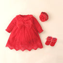 Baby Baptism Dress 2022 Bow Newborn Baby Girls Infant Dresses &amp; Clothes Snow White Baby Dress 1 Year Old Birthday Girl Dress