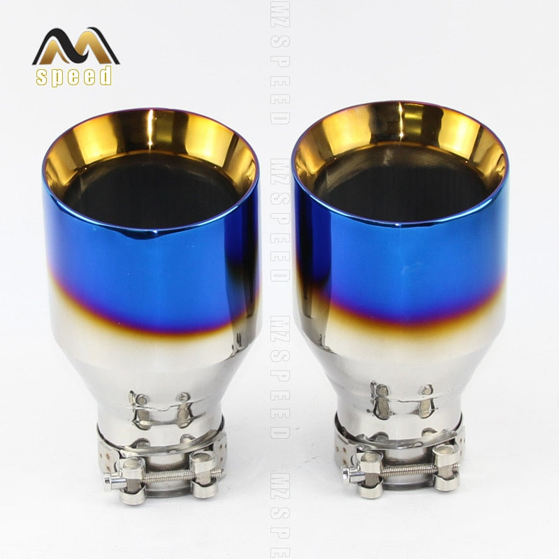 Car  Accessories Exhaust Tail Pipes  Muffler Tip Tail End Universal Stainless Steel Straight Flange blue For Bmw E46