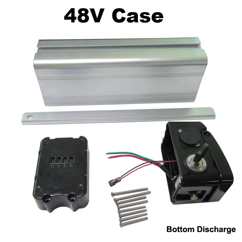24V 36V 48V Electric E Bike Battery Box Case Cover Empty Silver Fish Ebike Aluminum Housing Accessories Bottom / Top Discharge