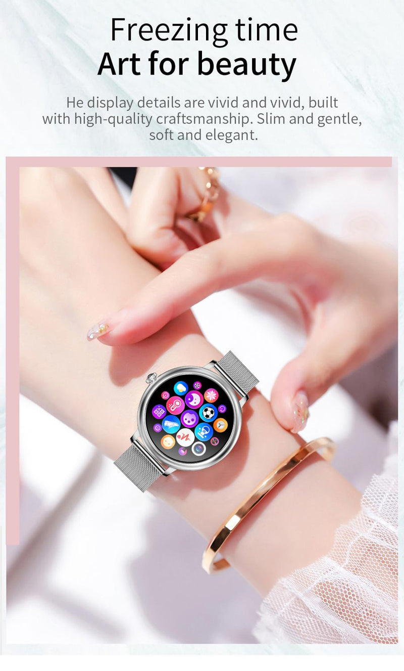 2022 SANLEPUS, reloj inteligente elegante para mujer, reloj de pulsera resistente al agua de lujo, reloj inteligente informal de acero inoxidable para chicas para Android iOS