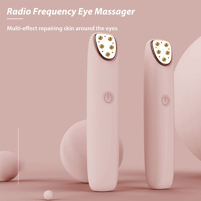 RF Radio Frecuencia RF Masajeador de ojos Piel facial Antiarrugas Círculo oscuro Eliminar Masajeador eléctrico Calentamiento Vibración Pluma de masaje