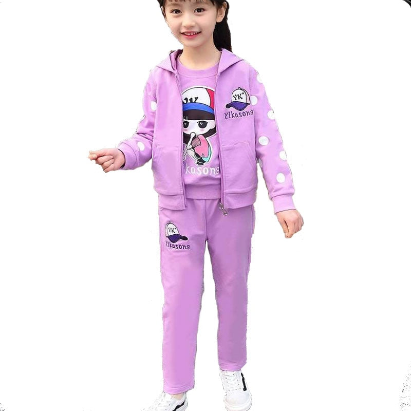 Winter Children Clothing Sets for Girls Floral Baby Girl Clothes Cotton Kids Tracksuit Sweatshirt+Pants Christma Costume Outfit