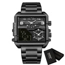 BOAMIGO Top Brand New 3 time zone Watch Man Sport digital Watches stainless steel  military Quartz Watch relogio masculino