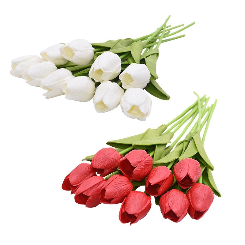 20pcs Mix Tulip Artificial Flower Real Touch Artificial Bouquet Fake Flower for Wedding Decoration Flowers Home Garden Decor