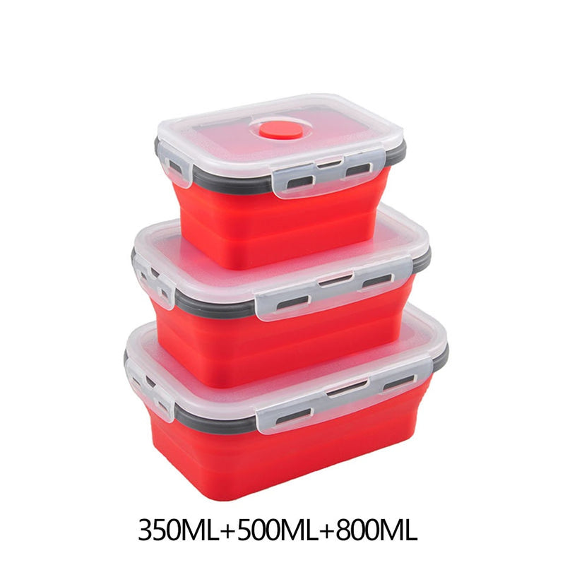 Food Storage Containers With Lids Silicone Collapsible BPA Free Lunch Fruit Salad Box Set reezer Microwavable