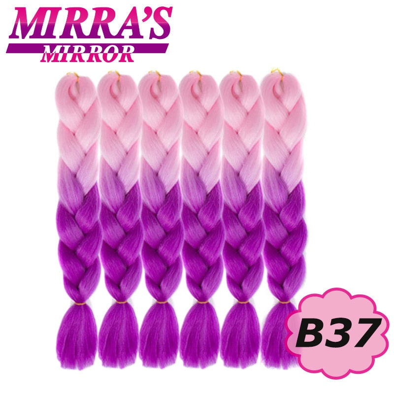 24 Zoll Jumbo Braids Synthetisches Haar für Box Braid Ombre Braiding Hair Extensions Three Tone Schwarz Braun Blau Pink Mirra's Mirror