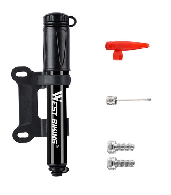 WEST BIKING Mini Bicycle Pump 120PSI Cycling Hand Air Pump Ball Tire Inflator Schrader Presta Valve MTB Mountain Road Bike Pump