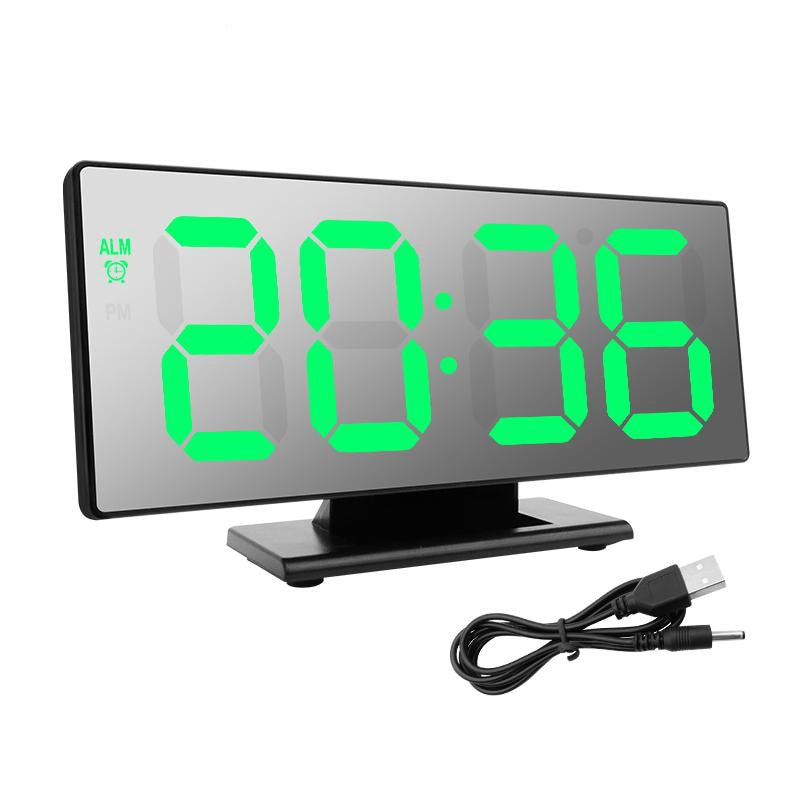 LED-Digitalwecker Spiegel Elektronische Uhren Multifunktionales großes LCD-Display Digitale Tischuhr mit Temperaturkalender