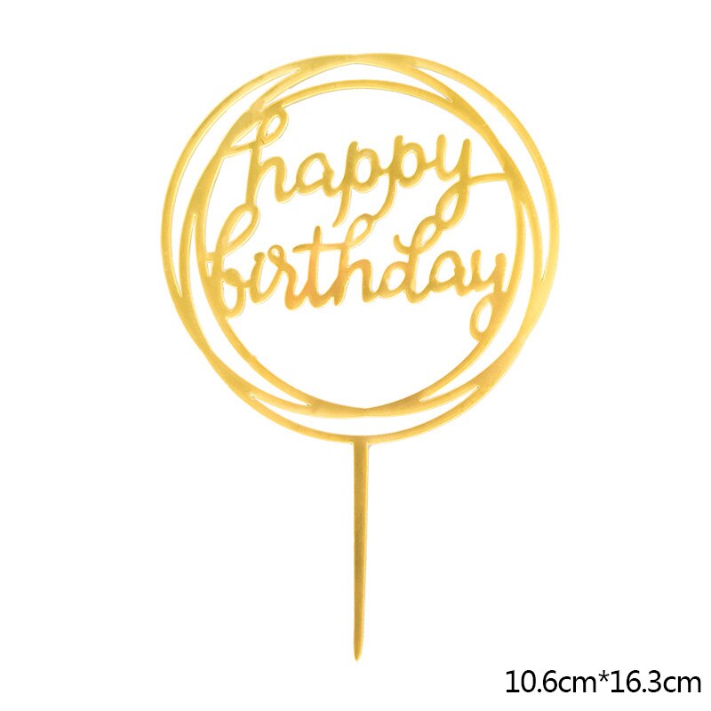 Happy Birthday Cake Topper Acryl Gold Silber Cake Flag Cupcake Topper für Jungen Mädchen Geburtstagsfeier Dekorationen Hochzeit Zubehör