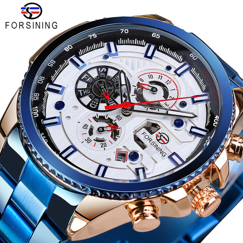 Forsining 2019 3 Dial Calendar Multifunction Military Luminous Hand Mens Mechanical Sport Automatic Wrist Watch Top Brand Luxury