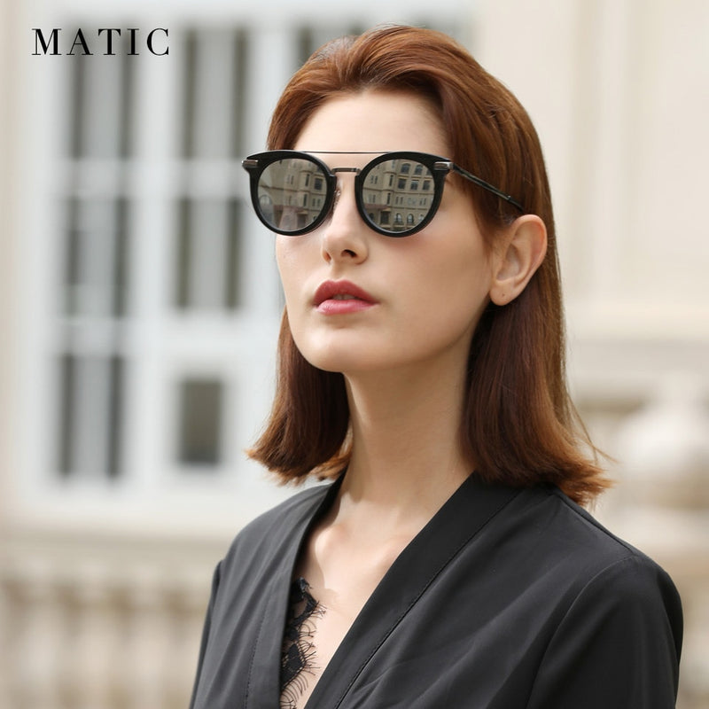 MATIC Ladies Retro Pilot Aviation Gafas de sol para mujer Calidad Pink Mirrored Sun Glasses Eyewear Marca de lujo Zonnebril Dames