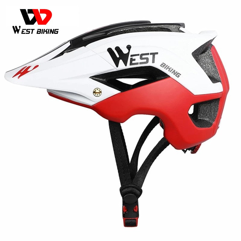 WEST BIKING Casco de bicicleta 56-62cm Transpirable Ultraligero MTB Casco de ciclismo de montaña moldeado integralmente Casco de seguridad para bicicleta