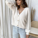 Hirsionsan Elegant Long Sleeve Mohair Sweater Women 2020 New Single-Breasted Female Short Cardigan Soft Flexible Knitted Outwear