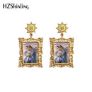 2020 Antique Dangle Earrings Mother of God Virgin Mary Retro Paintings Glass Cabochon Mandala Pendants Jewelry for Women