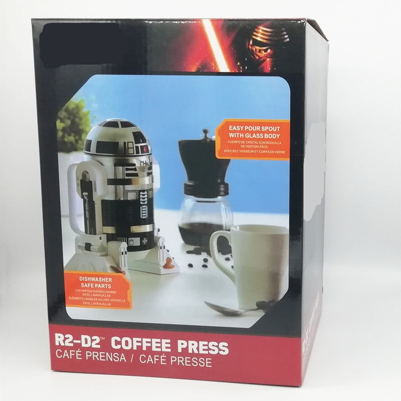 Free Shipping R2D2 Robot Shape Water Kettle 960ML Glass French Press Creative Tea Pot Best Choice Gift Color Box Packaging