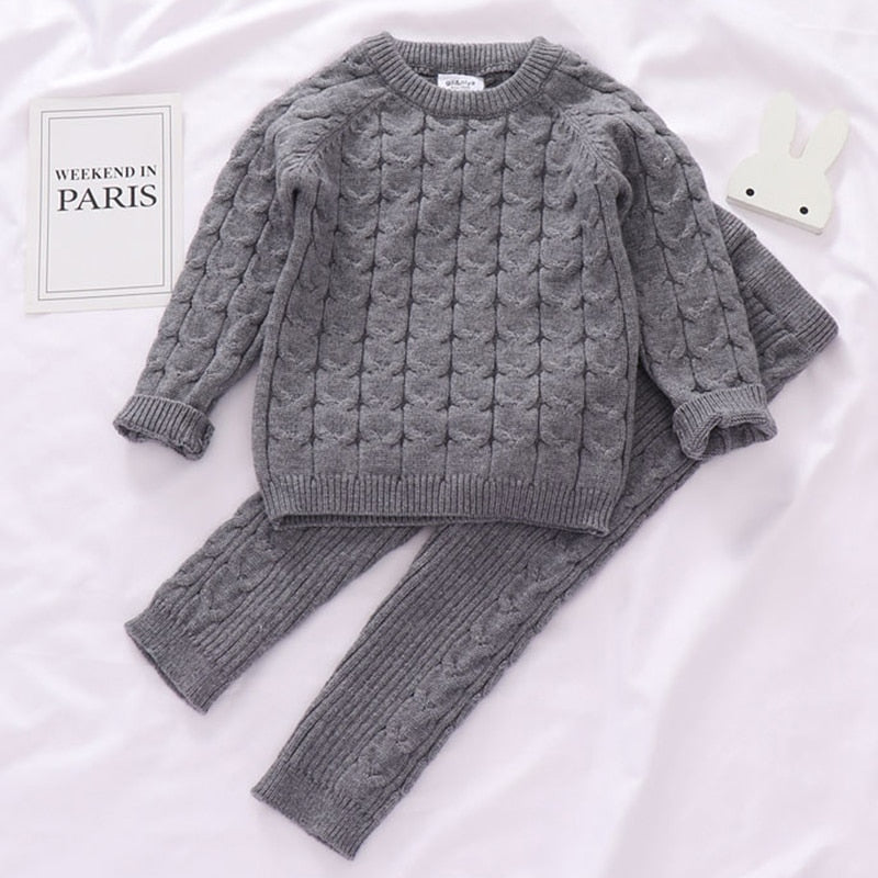 0-4 Yrs Girls Boys Suit Fall Baby Boys Girls Clothing Sets Winter knitting Pullover Sweater+Pants Infant Boys Knit Tracksuits