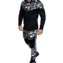 Conjunto de retazos de camuflaje informal para hombre, chaqueta con cremallera de camuflaje y pantalones, chándal de 2 piezas, ropa deportiva, sudadera, pantalón, traje de talla grande