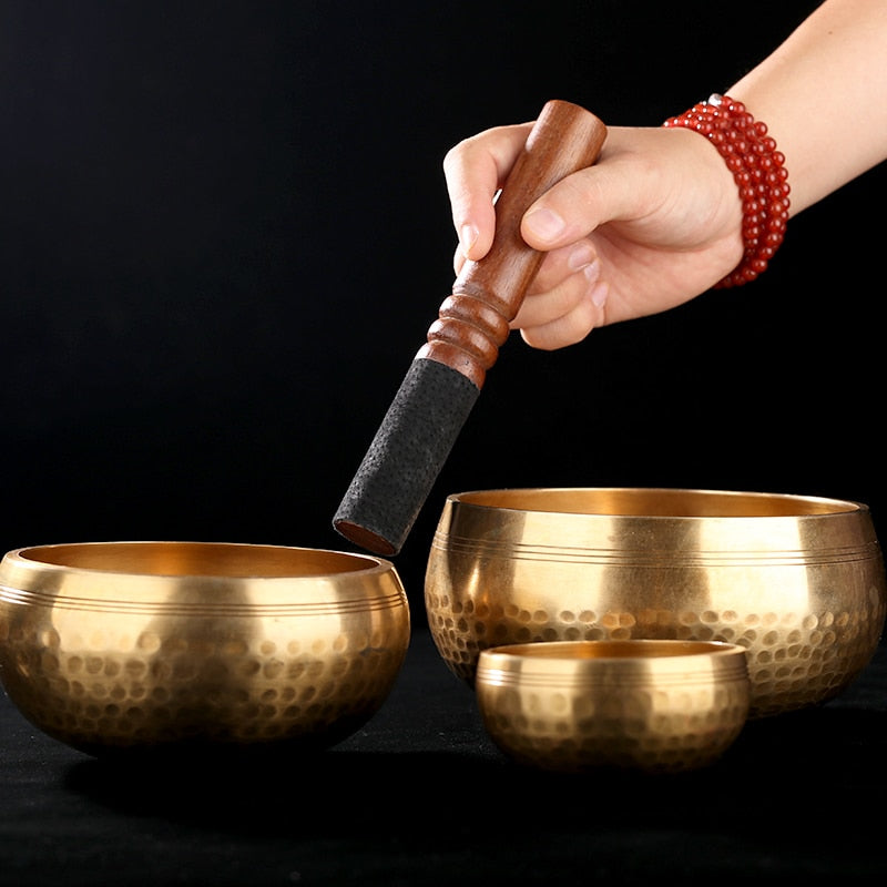 Nepal handmade Tibet Buddha sound bowl Yoga Meditation Chanting Bowl Brass Chime Handicraft music therapy Tibetan Singing Bowl