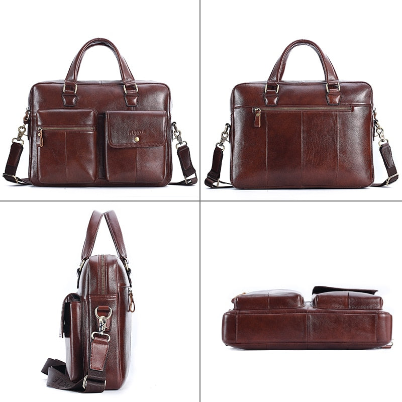 Men Genuine Leather Handbag Large Business Travel Messenger Bag Male Leather Laptop Bag Men&