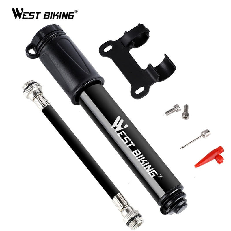 WEST BIKING Mini Bicycle Pump 120PSI Cycling Hand Air Pump Ball Tire Inflator Schrader Presta Valve MTB Mountain Road Bike Pump