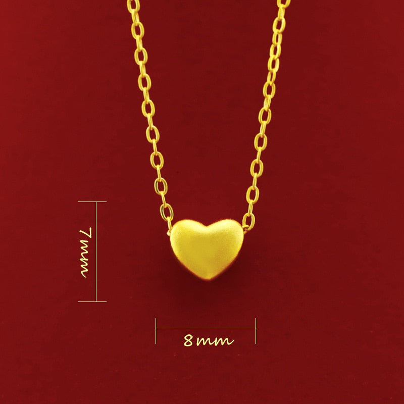 HOYON Necklace for Women Wedding Jewelry 18k Pure Gold Color 45cm 18&#39;&#39; Fashion Matte Love Heart Pendant Clavicle Chain Chocker