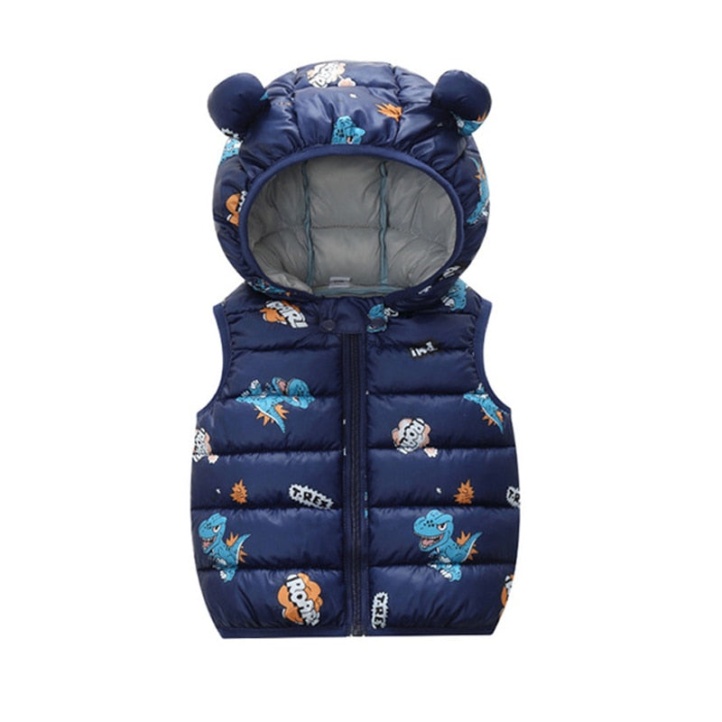 Children Warm Down Vest Autumn Baby Boys Girls Thicken Waistcoat Kids Outerwear Vests Children High Quality Hooded Jackets Vest