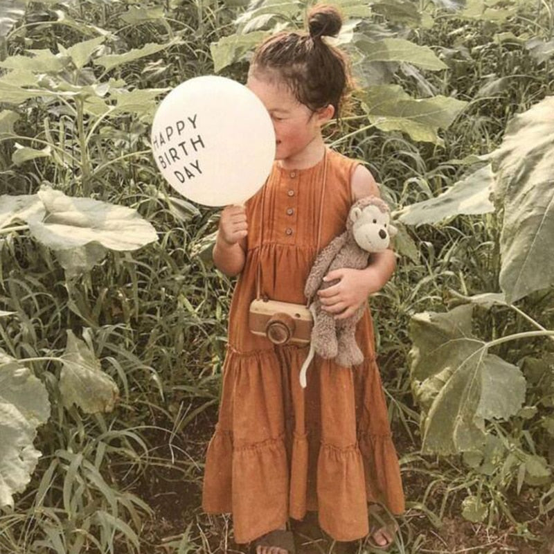 Ropa de bebé niña, vestido de verano sólido para niñas pequeñas, vestido informal para niñas pequeñas, vestido de princesa sin mangas de lino y algodón