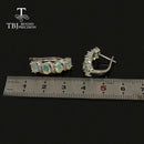 TBJ ,Good quality Ethiopia Opal Clasp silver earring oval cut 4*6mm 4ct   925 sterling silver fine jewelry for women daily wear