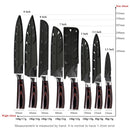 Stainless Steel Chef Knife Set with Knife Cover Case Sheath 8 Pcs  Cleaver Slicing Damascus Veins  Survive  Kitchen Knives Set