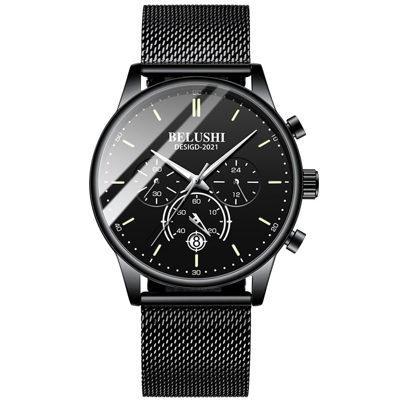 BELUSHI 2022 Neue Mode Herrenuhren Top Luxusmarke Sport Quarz Leuchtende Wasserdichte Chronograph Armbanduhr Herrenuhren