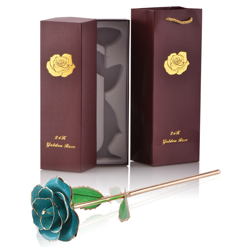 Geschenke für Frauen 24 Karat Gold getauchte Rose mit Ständer Ewige Blumen für immer Liebe in Box Freundin Hochzeit Weihnachtsgeschenke für Sie