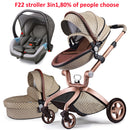 Baby Stroller 3 in 1,Hot Mom travel system High Land-scape stroller with bassinet  Folding Carriage for Newborns baby,F22