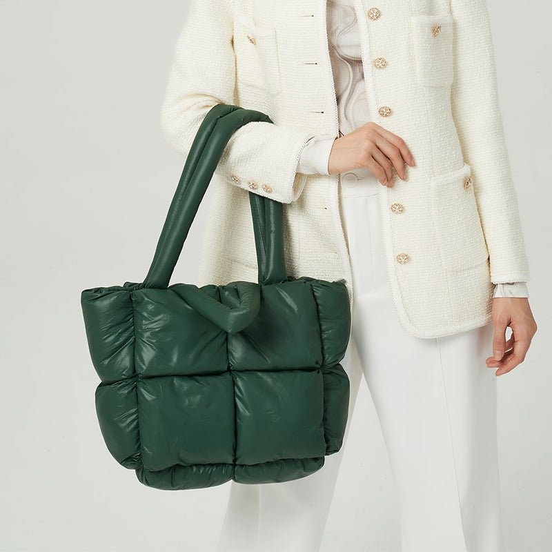 Bolsos de mano acolchados grandes a la moda, bolsos de hombro acolchados de diseñador para mujer, bolso cruzado de algodón de nailon de lujo, bolso de invierno 2022