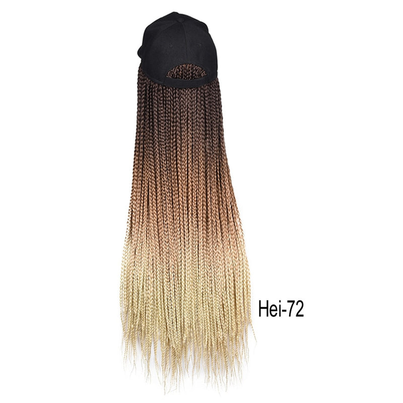 Caja trenzas gorra de béisbol peluca 24 pulgadas largo sintético trenza pelucas sombrero con extensiones de cabello trenzado para mujeres negras tamaño ajustable