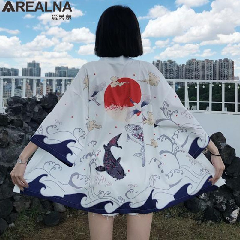 Dragon Anime Kimono Beach Girls Cosplay Dress Shirts New Korean Sunscreen Japanese Kimono Traditional Clothing Hombre Yukata Man